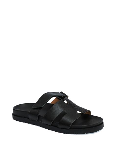Black leather sandal VINCENT VEGA | MILOBUCCIA-NERO